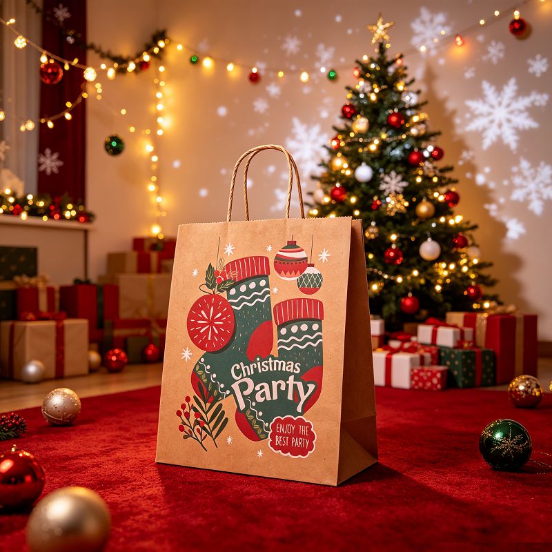 Natural Christmas Character & Party Paper Gift Bags Set high quality