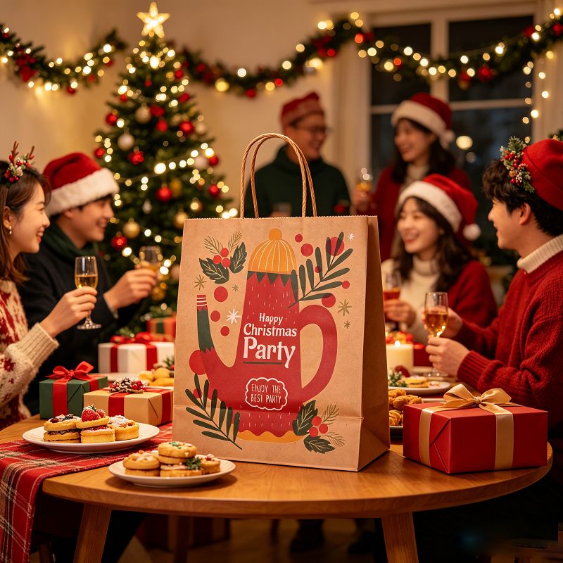 Natural Christmas Character & Party Paper Gift Bags Set high quality
