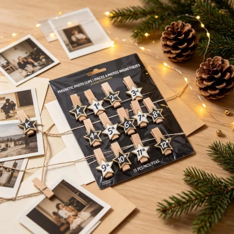 13-Piece Christmas Wooden Magnetic Photo Clips suppliers