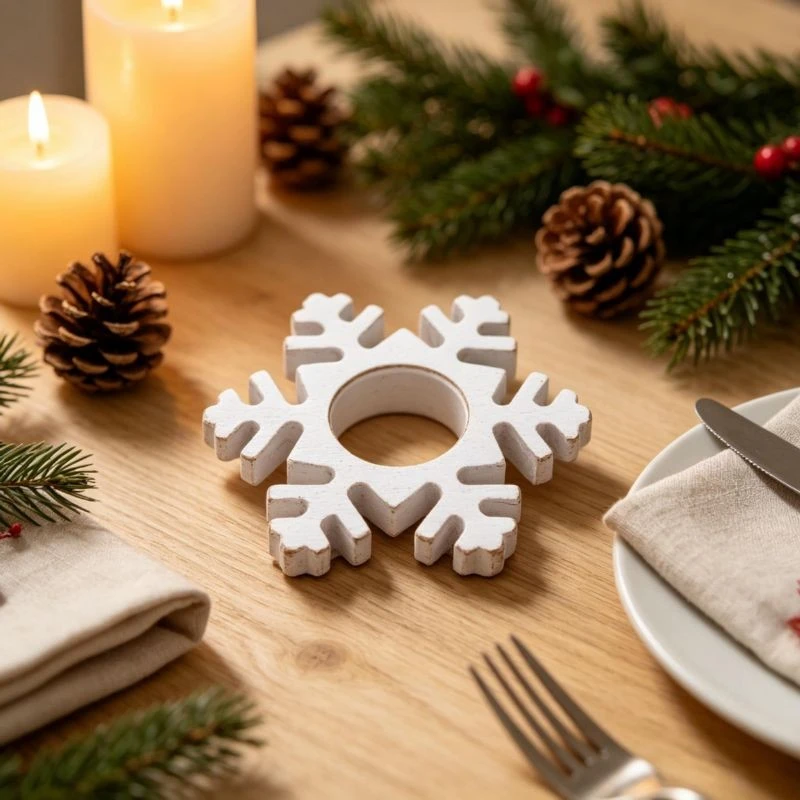 4-Pack Christmas White Snowflake Napkin Rings suppliers