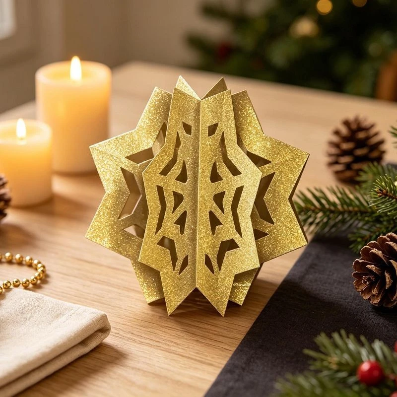 9-Pack Christmas 3D Gold Glitter Snowflake Hanging Decoration suppliers
