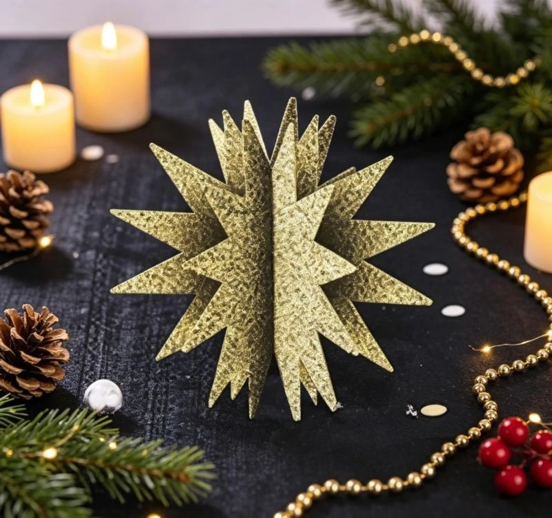 Christmas 3D Gold Glitter Starburst Interlocking Decoration suppliers