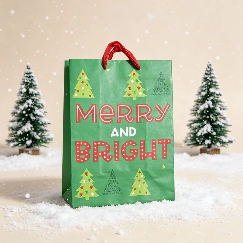 Classic Christmas Greeting Paper Gift Bags suppliers