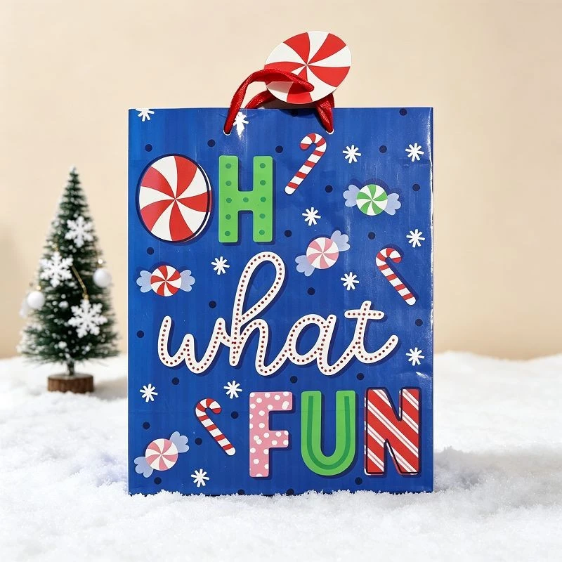 Classic Christmas Greeting Paper Gift Bags factory