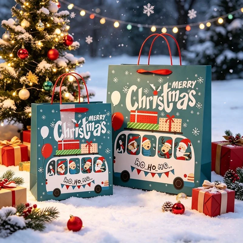 Cute Camper Van Christmas Paper Gift Bag suppliers