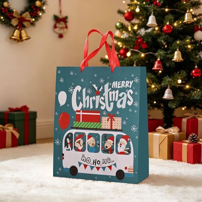 Cute Camper Van Christmas Paper Gift Bag high quality