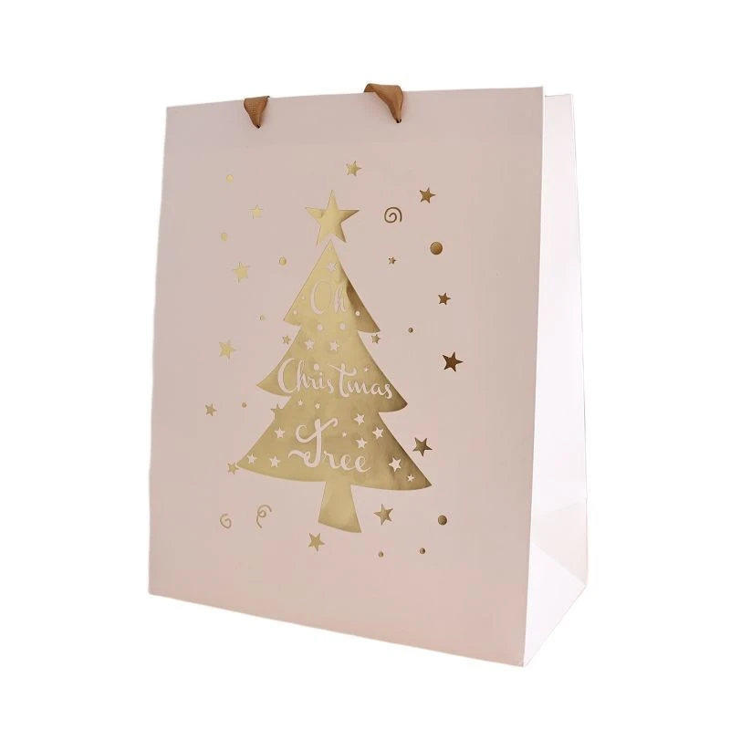 Elegant Gold Foil Christmas Paper Gift Bags suppliers