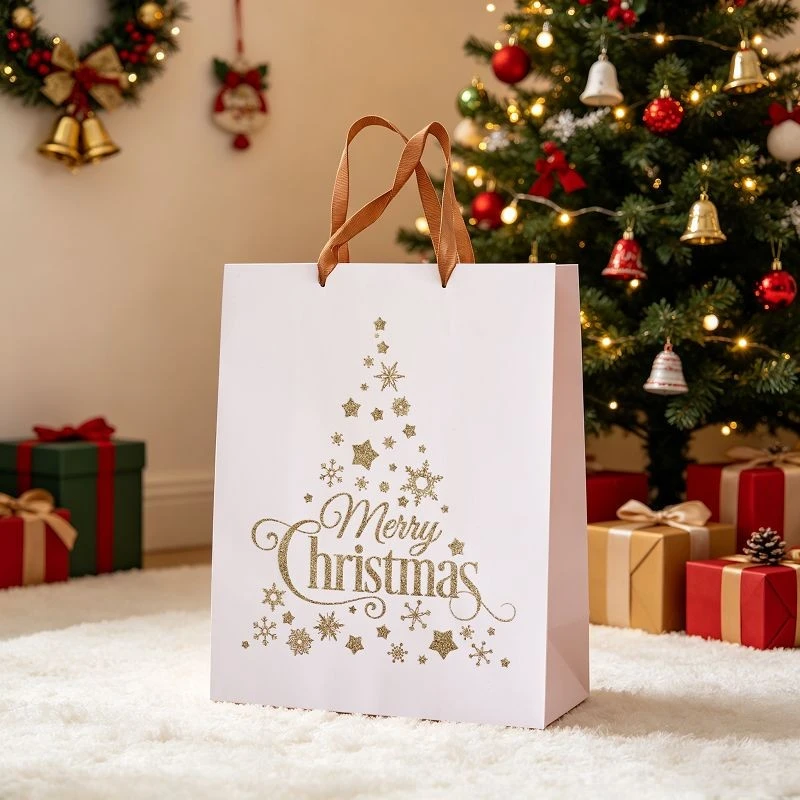 Elegant Gold Foil Christmas Paper Gift Bags best