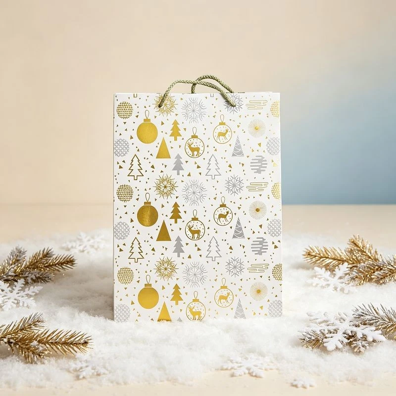 Minimalist White Christmas Paper Gift Bags suppliers