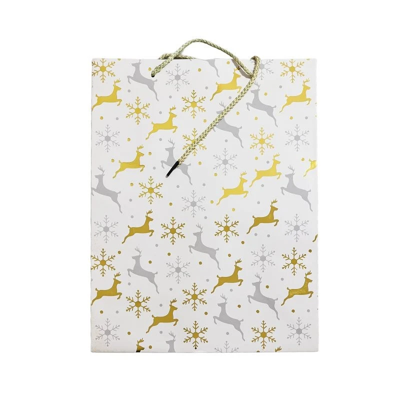 Minimalist White Christmas Paper Gift Bags factory
