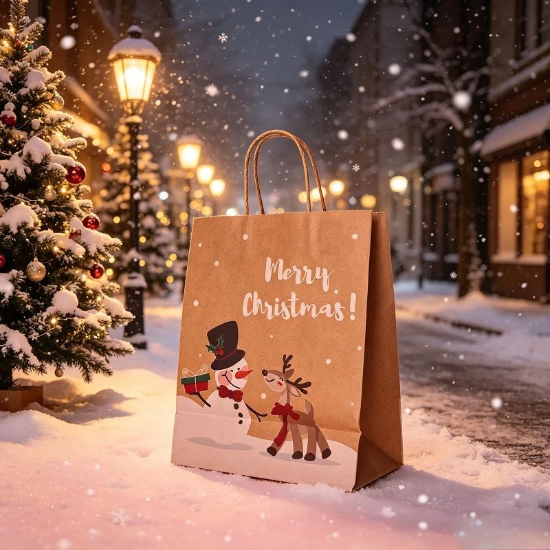 Natural Christmas Character & Party Paper Gift Bags Set manufacturers