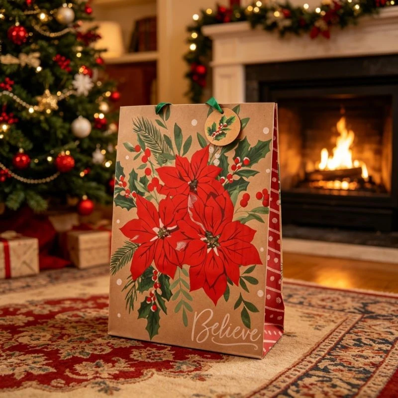 Rustic Christmas Paper Gift Bags factory