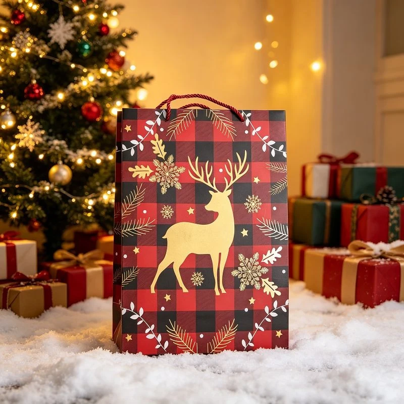 Rustic Red & Black Buffalo Plaid Christmas Paper Gift Bags best