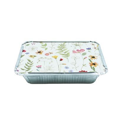 Disposable Aluminum Containers with Covers Printed Floral