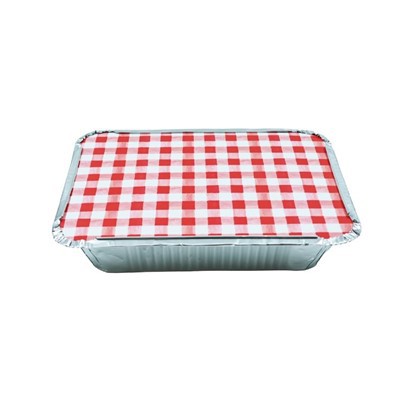 Disposable Aluminum Containers with Red Gingham Lids