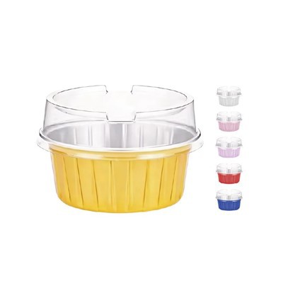 Disposable Aluminum Foil Baking Cups Ramekins with Clear Lid