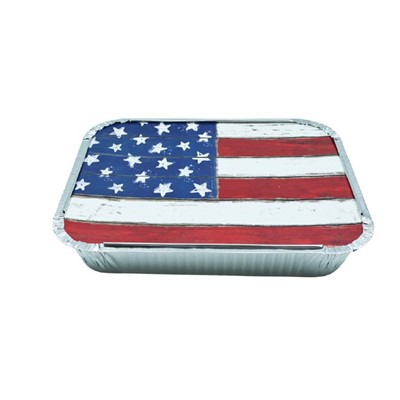Disposable Aluminum Foil Pans with Printed US Flag Lids