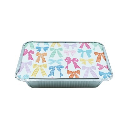 Disposable Aluminum Pans with Printed Colorful Bow Lids