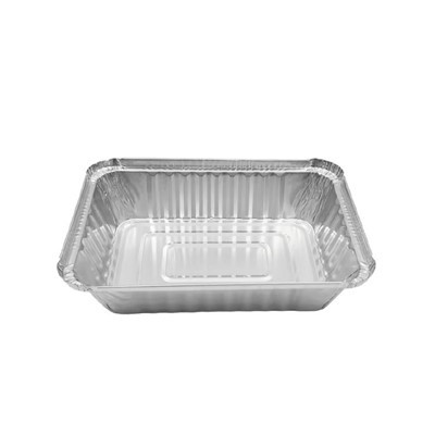 Disposable Rectangular Aluminum Foil Food Containers with Roll Edge Medium