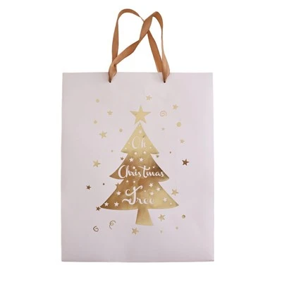 Elegant Gold Foil Christmas Paper Gift Bags