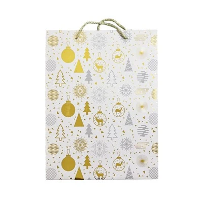 Minimalist White Christmas Paper Gift Bags