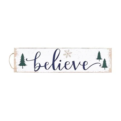 Rustic "Believe" Wooden Hanging Sign
